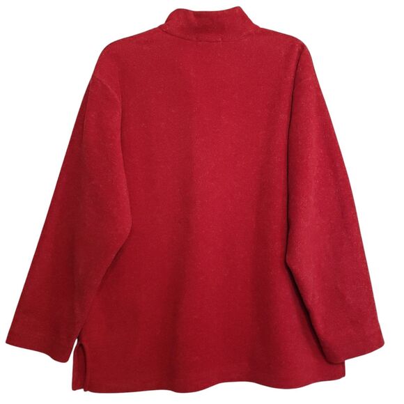 Marsh Landing Petites Woman's PL Red Quarter Zip Pullover Mock Neck Sweater - Picture 2 of 9